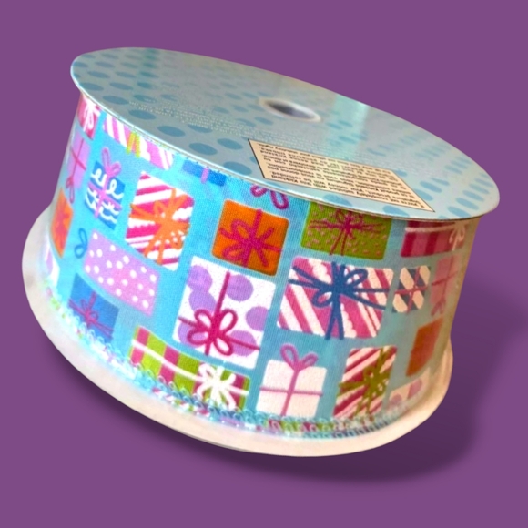 Kirkland Signature Blue Pink Glitter Gift Wrap Ribbon, Brand New 50 Yard Spool - Picture 1 of 6